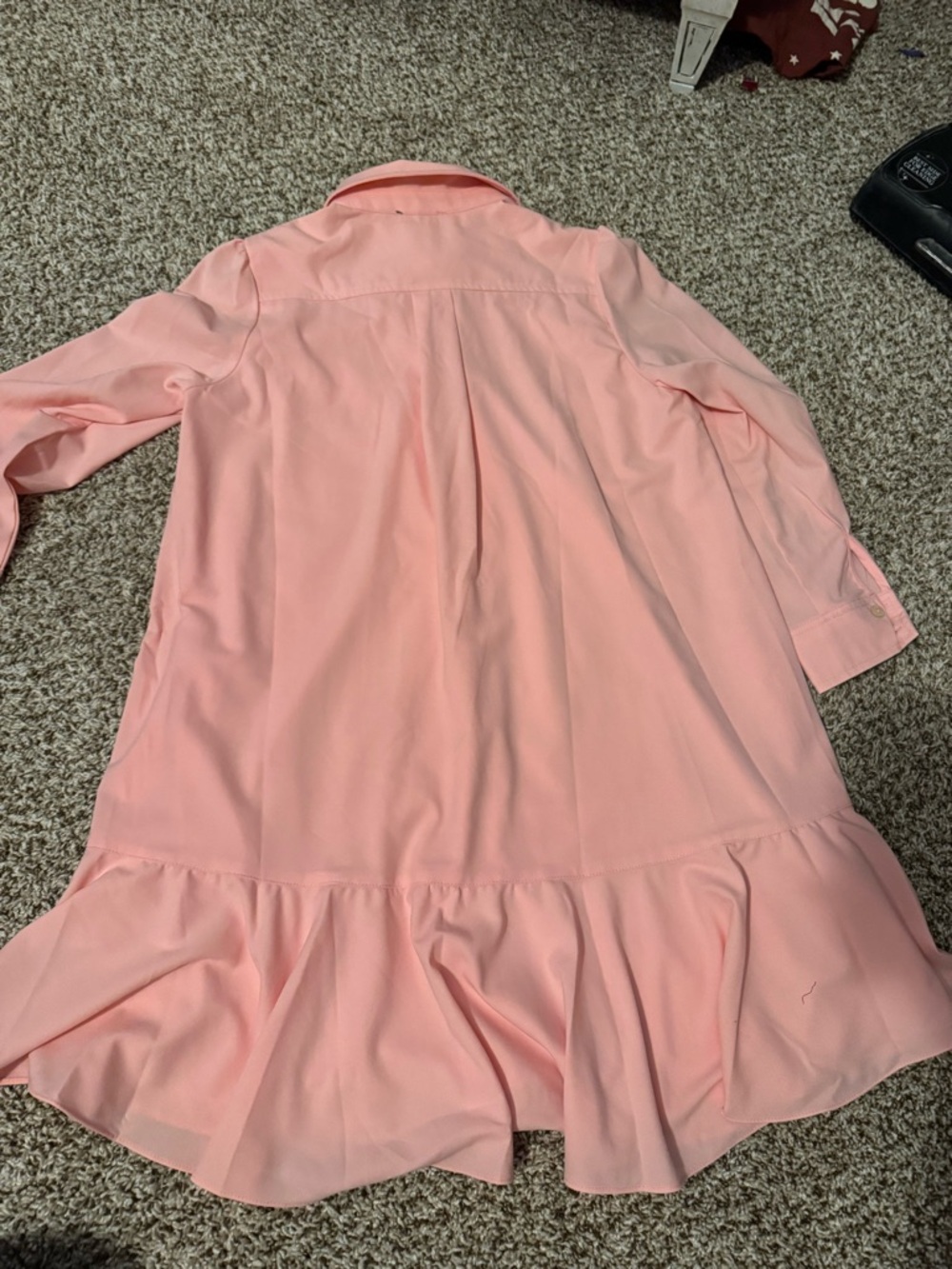 Tuckernuck Pink Shirt Dress with Ruffle Hem - Picture 3 of 3